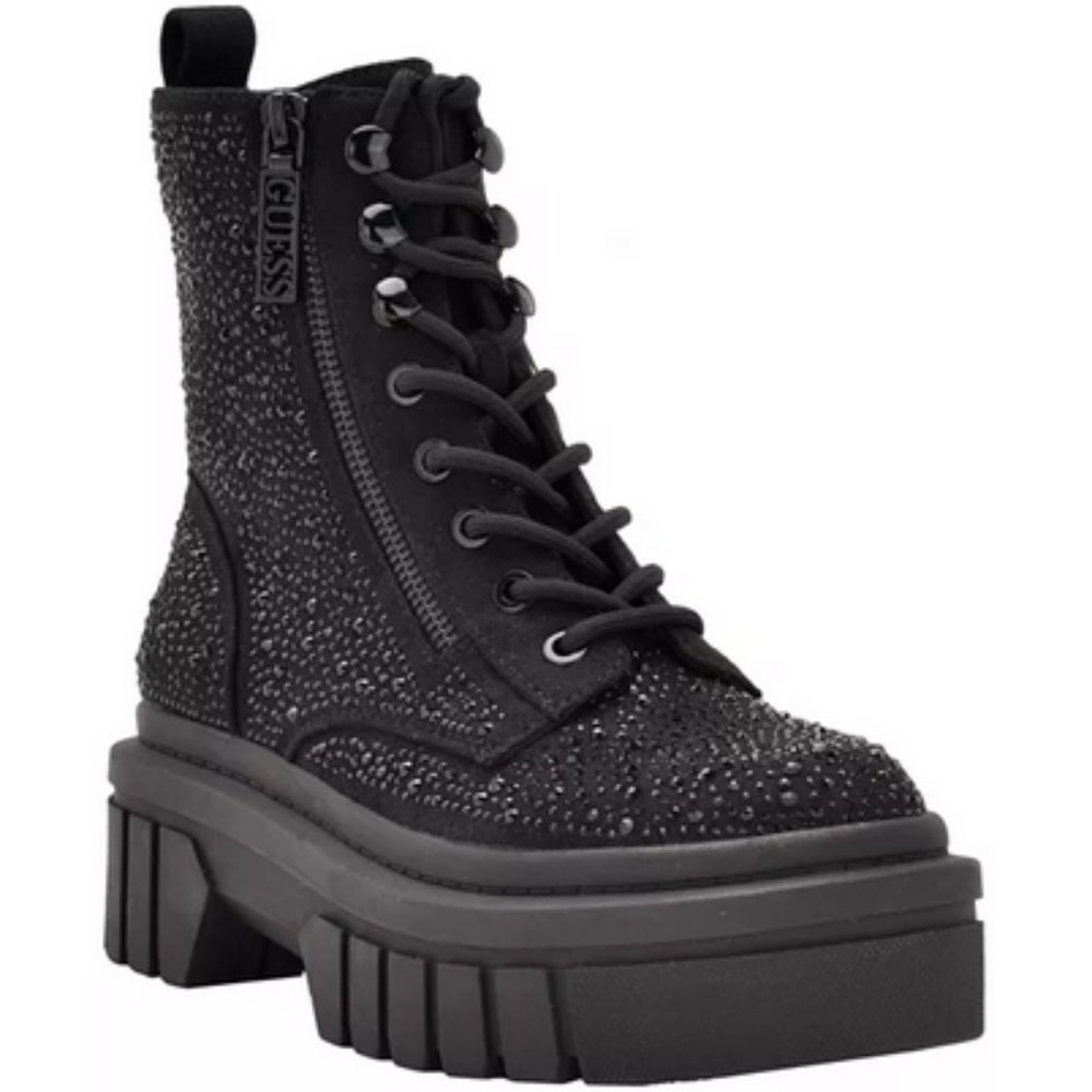 GUESS Ferine CRYSTAL Embellished Combat Boots NEW in BOX